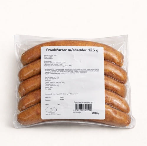 Frankfurter m/cheddar 125 g – 1 kg