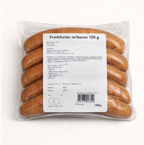 Frankfurter m/bacon 125 g – 1 kg